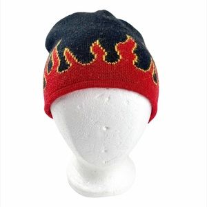 Berkshire Fashions Black Red Boys' Flames Beanie Hat